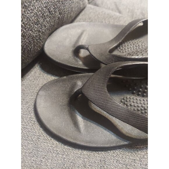 Okabashi Marina Thong Flip Flops Womens Size M Rubber Black Summer U.S.A Made - Picture 3 of 6